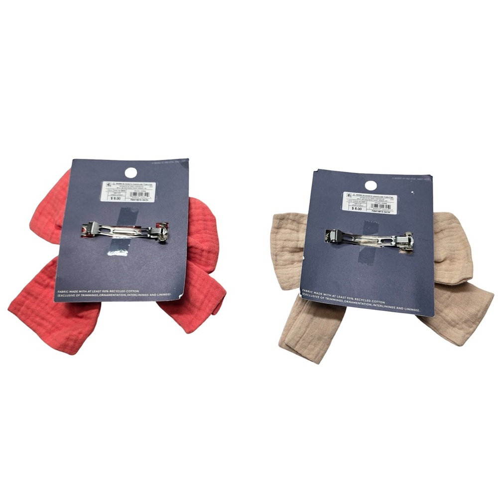 Universal Thread Bow Hair Clips‎ Textured Fabric Neutral Red Tan Set - Picture 2 of 4